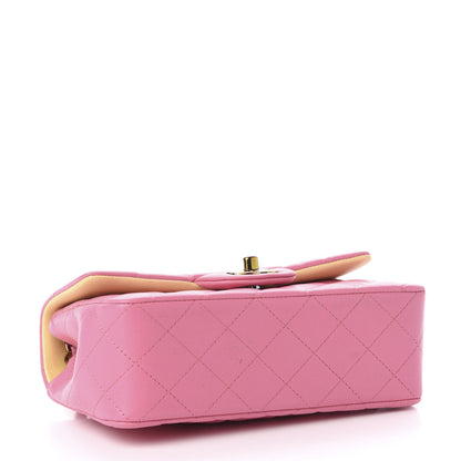 Chanel Lambskin Quilted Mini Rectangular Flap Pink Yellow 4 of 10