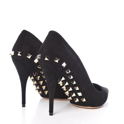 Valentino Garavani Suede Rockstud Jaw Stud 100mm Pumps 38 Black 4 of 8