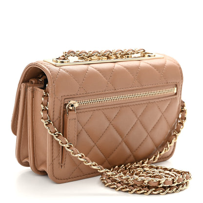 Chanel Lambskin Quilted Mini Trendy CC Wallet On Chain WOC Beige 3 of 10