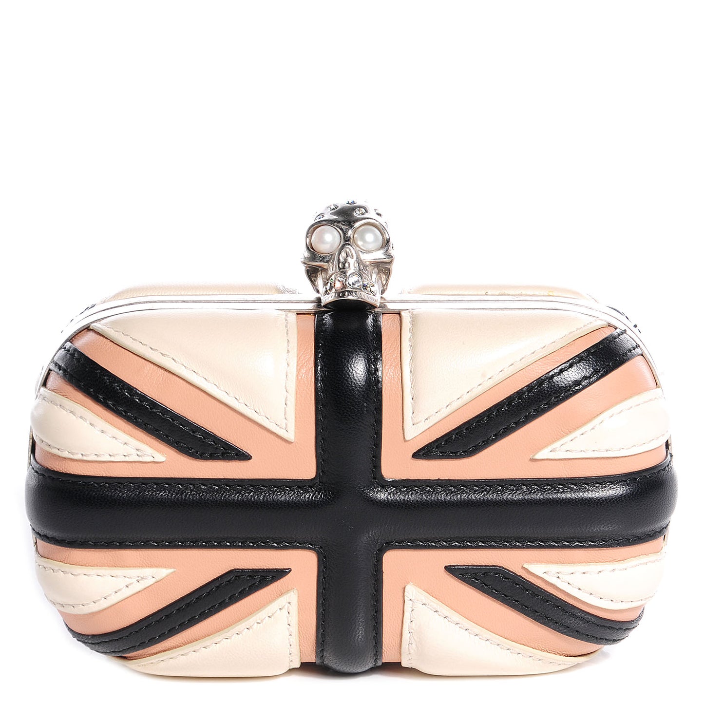 Leather Jack Union Skull Box Clutch Black