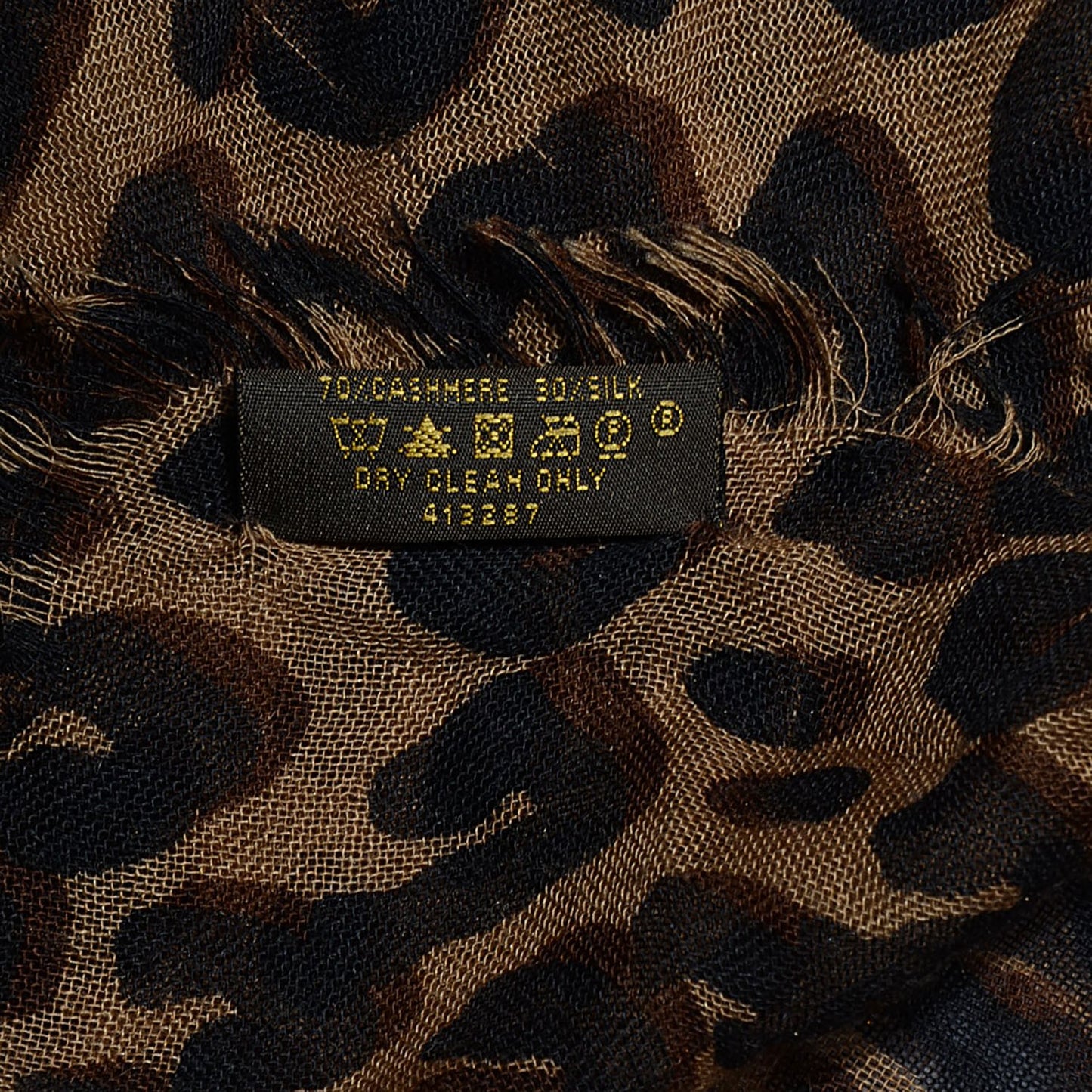 Cashmere Silk Leopard Stole Brown