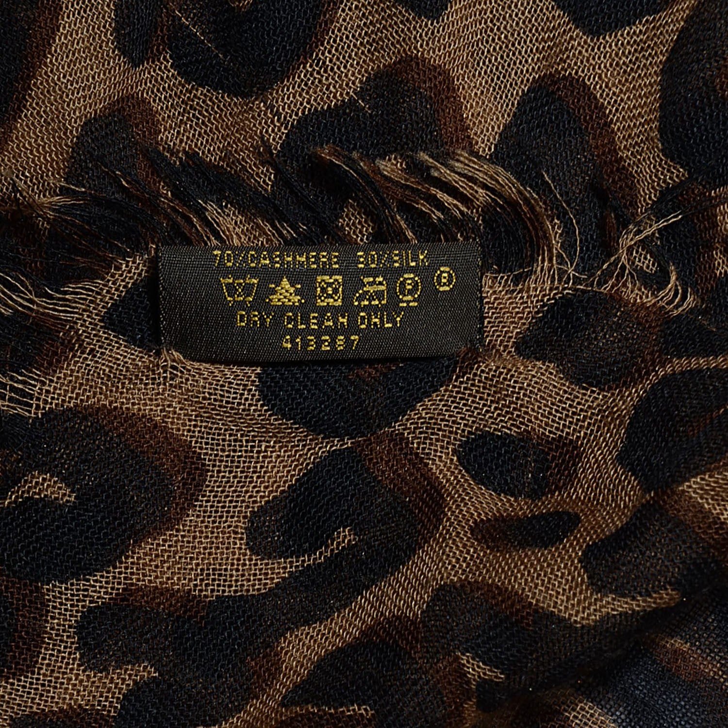 Louis Vuitton Cashmere Silk Leopard Stole Brown 4 of 5