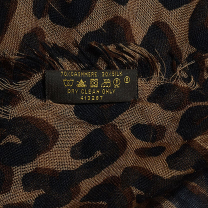 Louis Vuitton Cashmere Silk Leopard Stole Brown 4 of 5