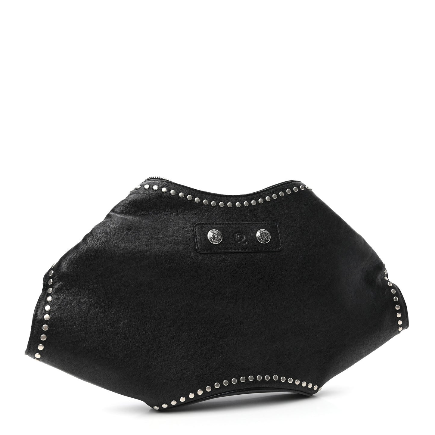 Calfskin Studded De Manta Clutch Black