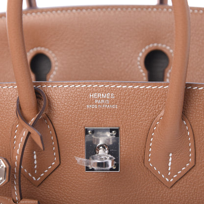 Hermes Taurillon Novillo Verso Birkin 25 Gold Gris Tourterelle 5 of 10