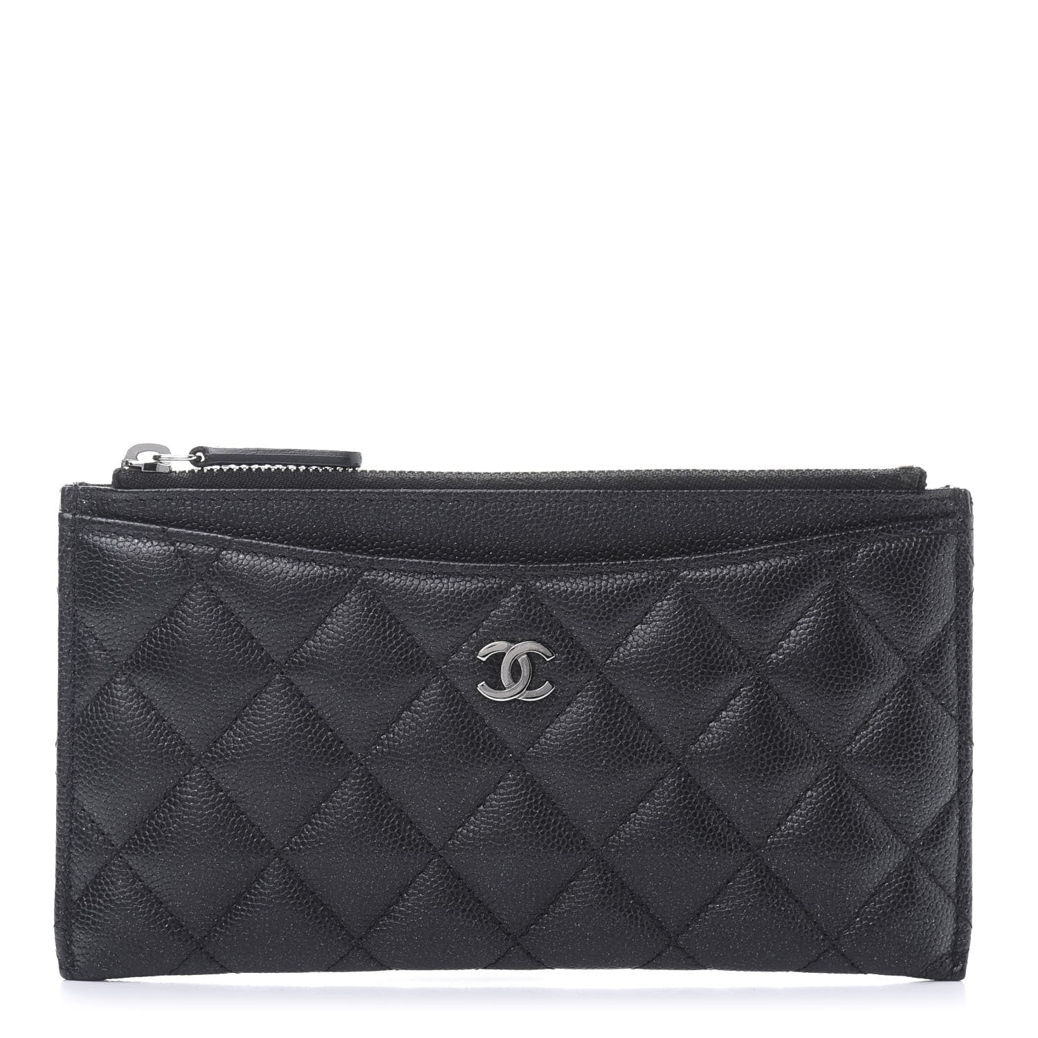 Chanel Iridescent Caviar Quilted Classic Zip Pouch Black 1 of 13