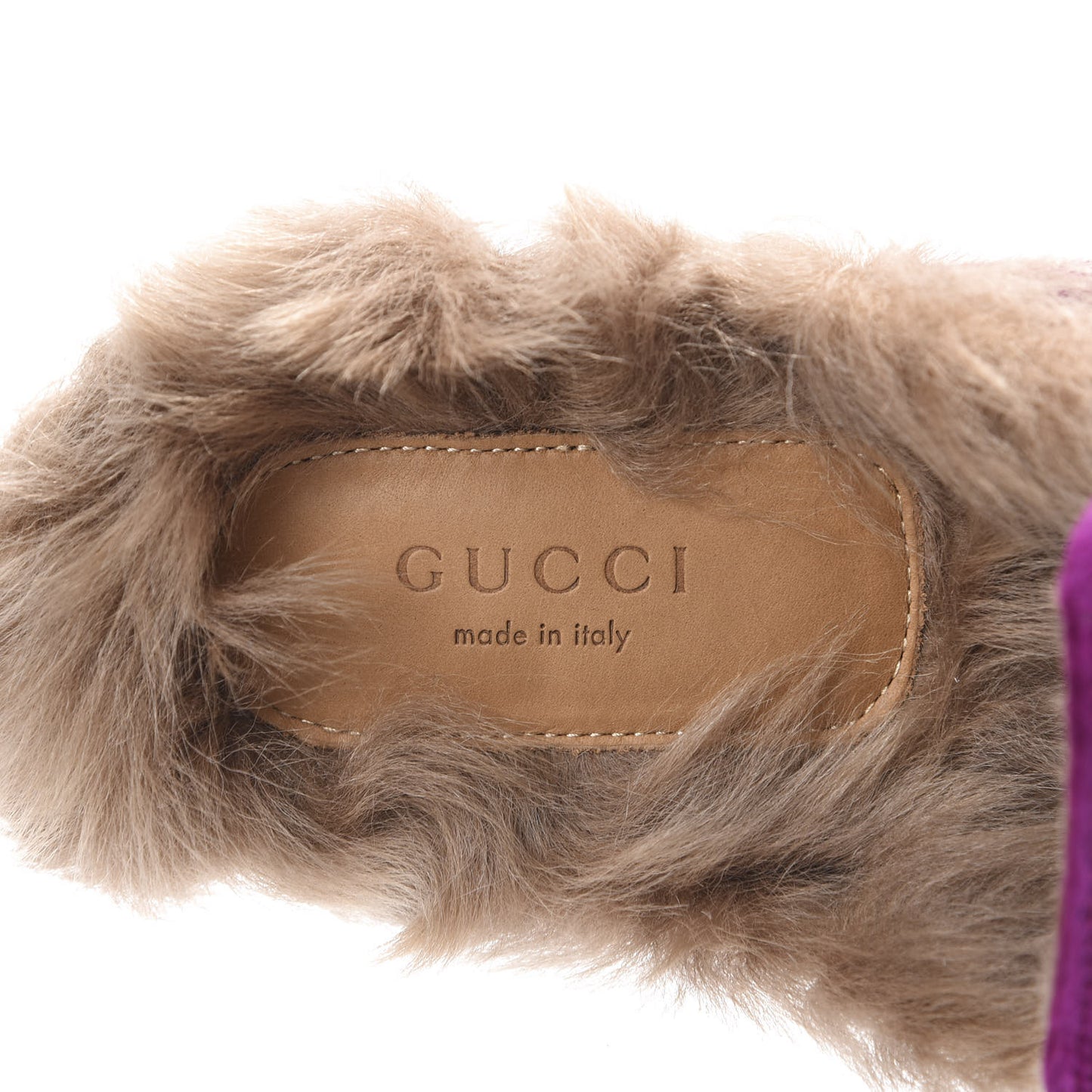 Velvet Fur Womens Princetown Slippers 37 Fucsia Violet Cyclamen Natural