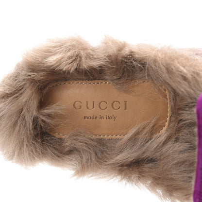 Gucci Velvet Fur Womens Princetown Slippers 37 Fucsia Violet Cyclamen Natural 7 of 10