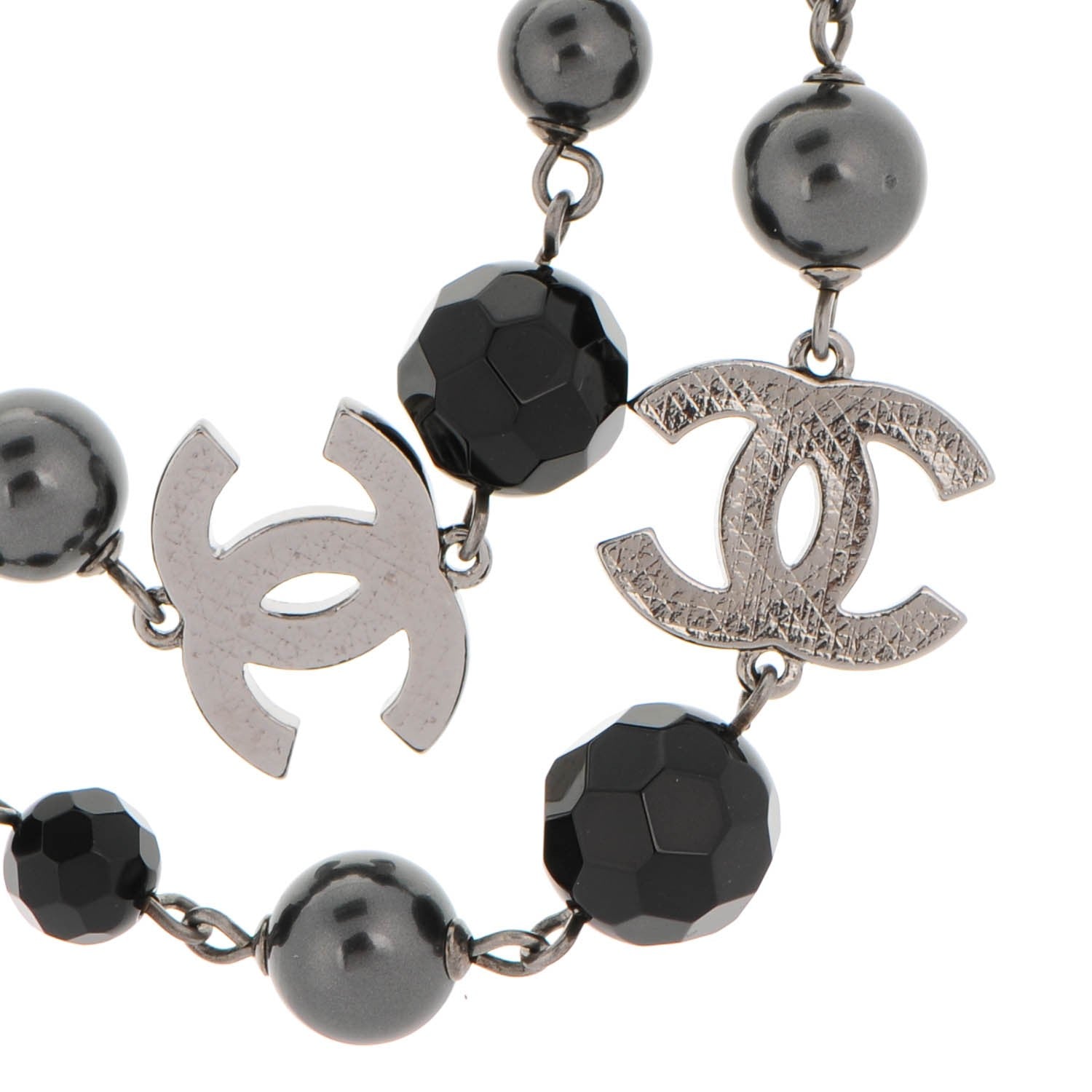 Chanel Ruthenium Bead CC Long Necklace Black 3 of 4