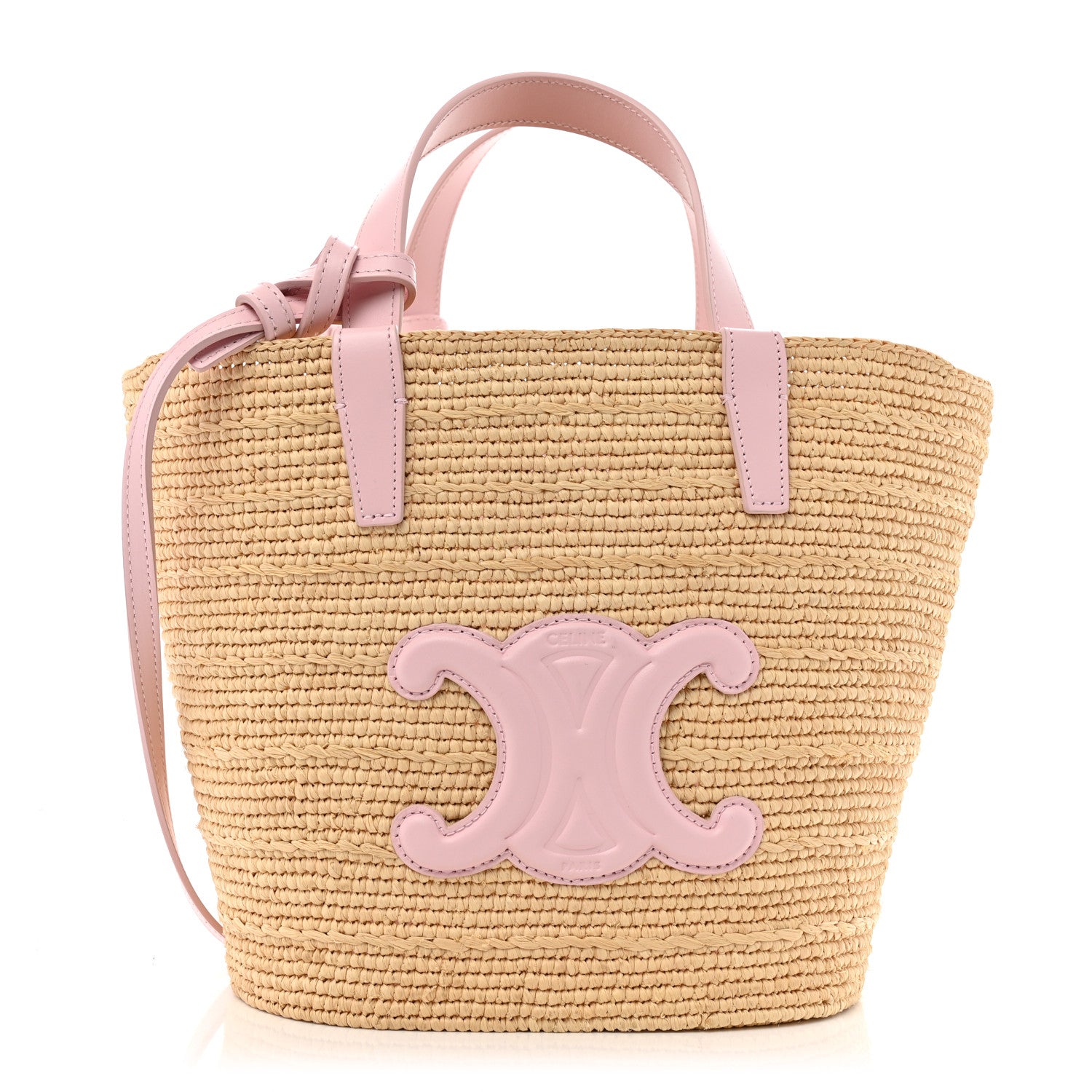 Celine Raffia Calfskin Triomphe Teen Panier Pink 1 of 13
