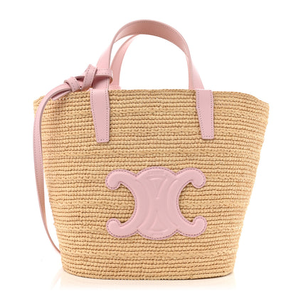 Celine Raffia Calfskin Triomphe Teen Panier Pink 1 of 13