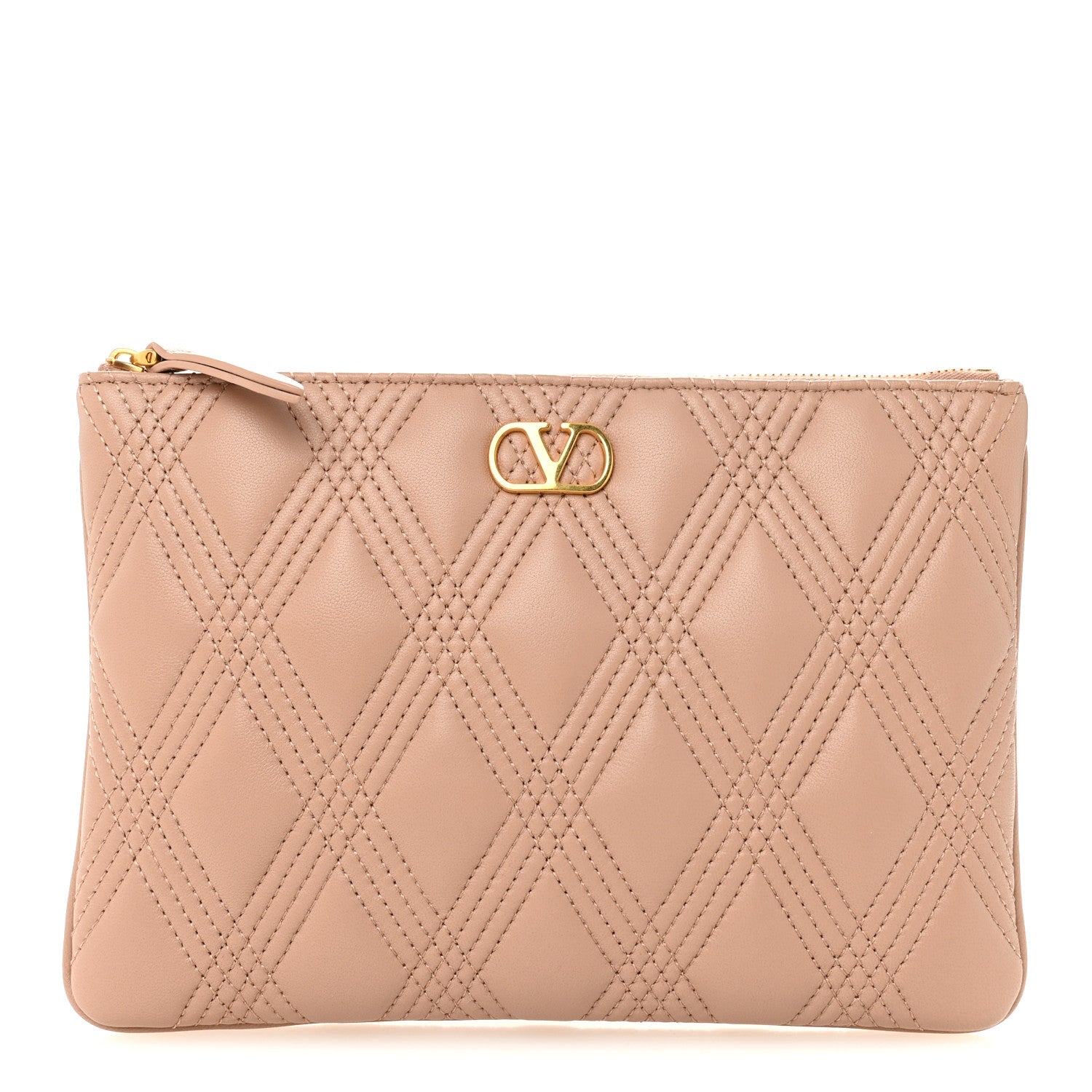 Valentino Garavani Nappa Quiltie 67 Zip Pouch Poudre 1 of 6