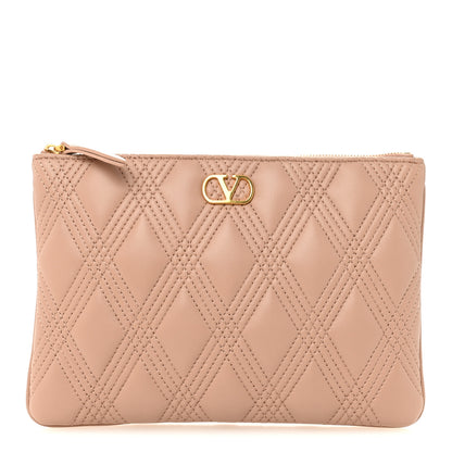 Valentino Garavani Nappa Quiltie 67 Zip Pouch Poudre 1 of 6