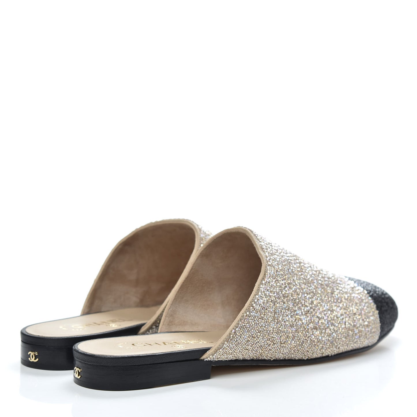 Pearl Embroidery CC Mules 40 Beige Black