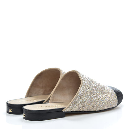 Chanel Pearl Embroidery CC Mules 40 Beige Black 4 of 9