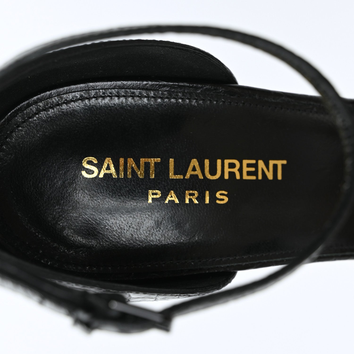 Saint Laurent Calfskin Crocodile Embossed Opyum 110 Sandals 39 Black 7 of 7