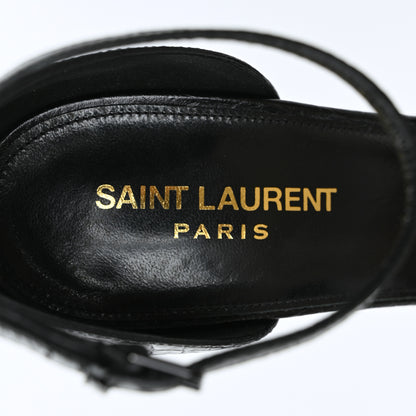 Saint Laurent Calfskin Crocodile Embossed Opyum 110 Sandals 39 Black 7 of 7