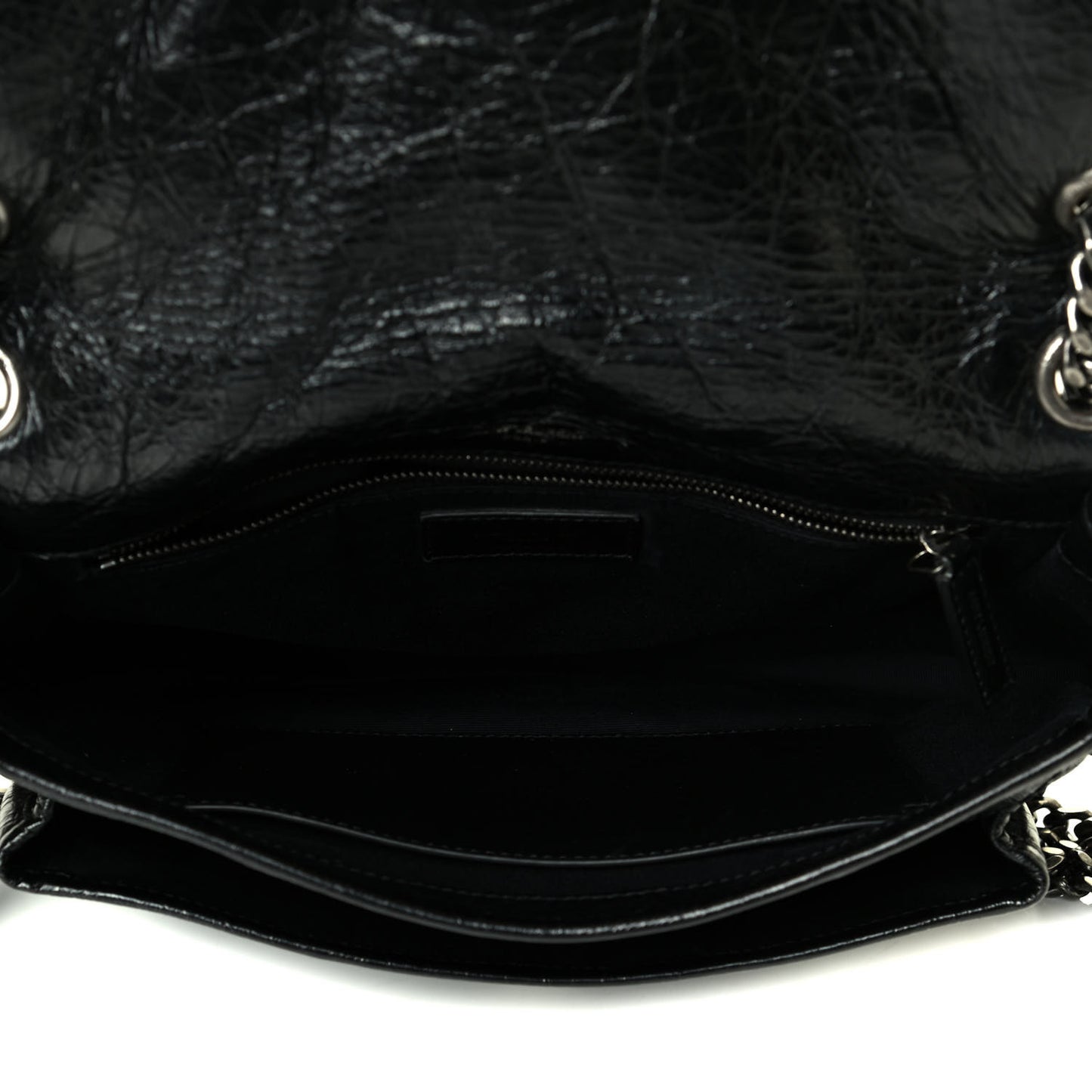 Crinkled Calfskin Matelasse Monogram Medium Niki Chain Satchel Black