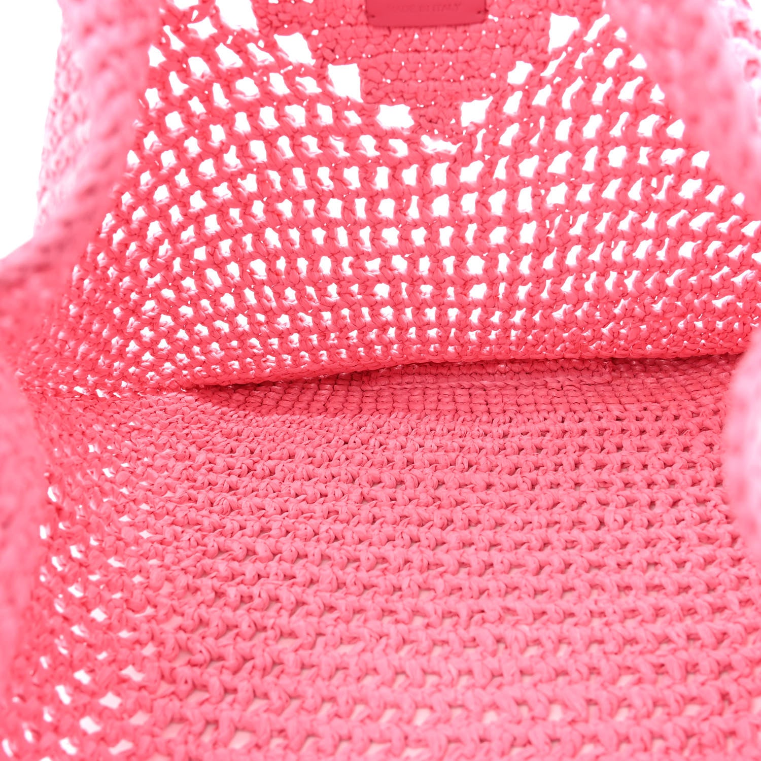 Prada Yarn Raffia Effect Crochet Logo Embroidered Shopping Tote Bag Petalo 5 of 10