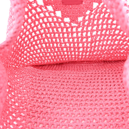 Prada Yarn Raffia Effect Crochet Logo Embroidered Shopping Tote Bag Petalo 5 of 10