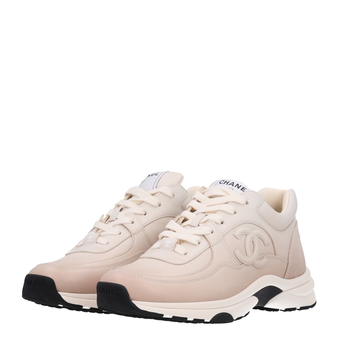 Gradiant Calfskin CC Womens Sneakers 37.5 Beige