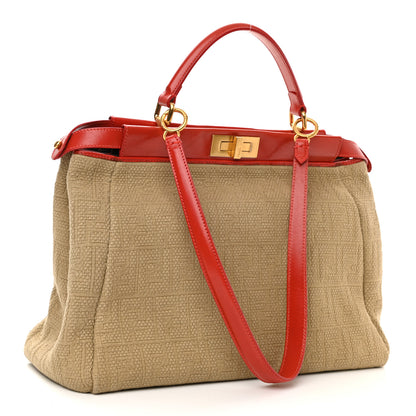 Fendi Corda Zucca Large Peekaboo Iconic Satchel Natural Pumpkin 2 of 7