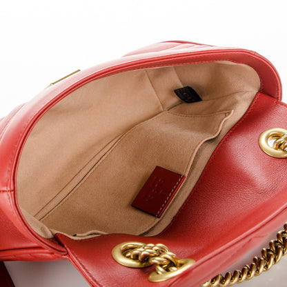 Gucci Calfskin Matelasse Mini GG Marmont Shoulder Bag Hibiscus Red 6 of 8