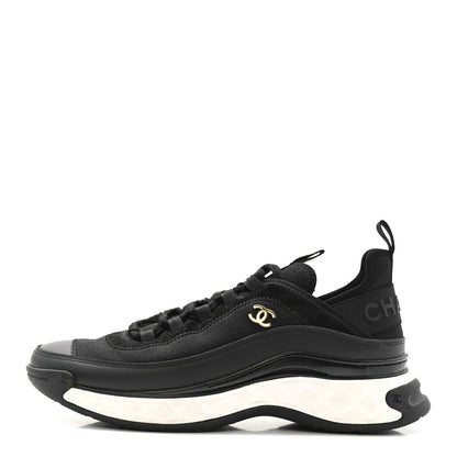 Chanel Velvet Calfskin Mixed Fibers CC Sneakers 39.5 Black 1 of 10