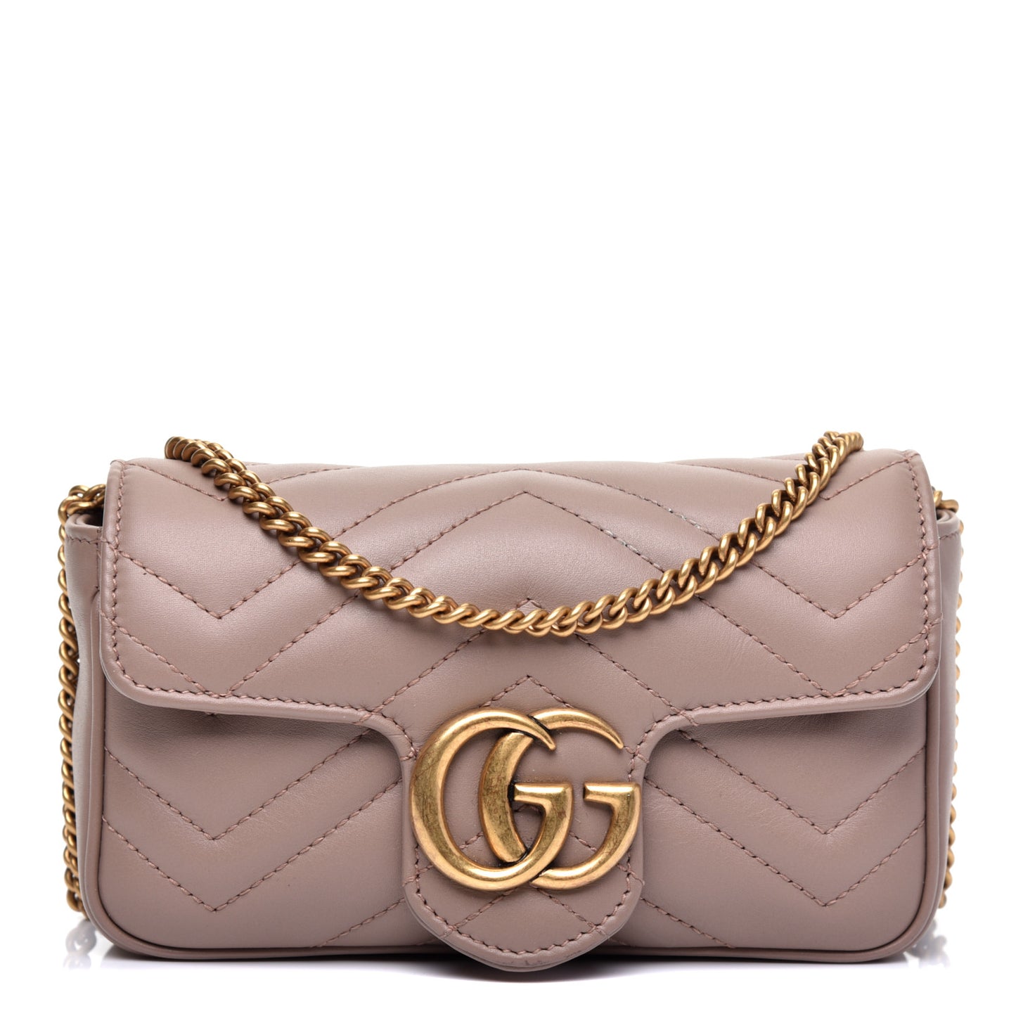 Calfskin Matelasse Super Mini GG Marmont Shoulder Bag Porcelain Rose