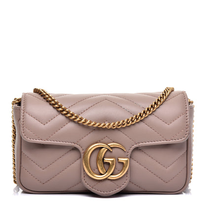 Gucci Calfskin Matelasse Super Mini GG Marmont Shoulder Bag Porcelain Rose 1 of 10