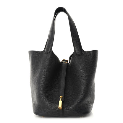 Hermes Taurillon Clemence Picotin Lock 22 MM Black 1 of 10