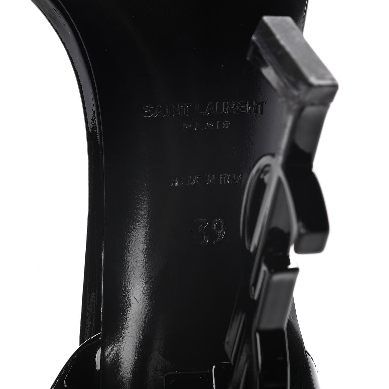 Saint Laurent Patent Calfskin Opyum Sandals 39 Black 9 of 13