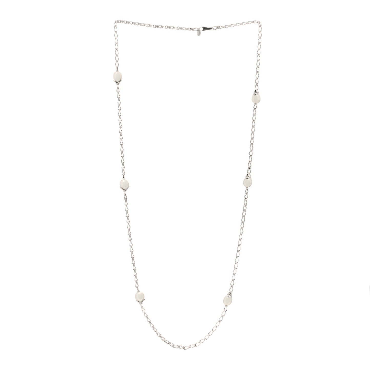 Sterling Silver Pearl Bamboo Station Necklace