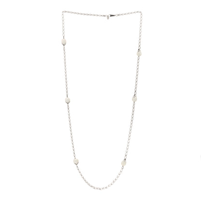 John Hardy Sterling Silver Pearl Bamboo Station Necklace 3 of 4
