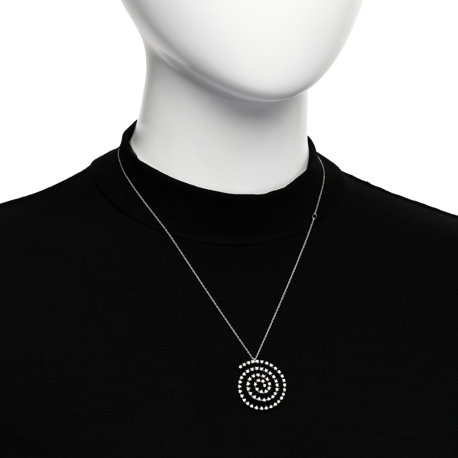Roberto Coin 18K White Gold Diamond Spiral Pendant Necklace 2 of 5