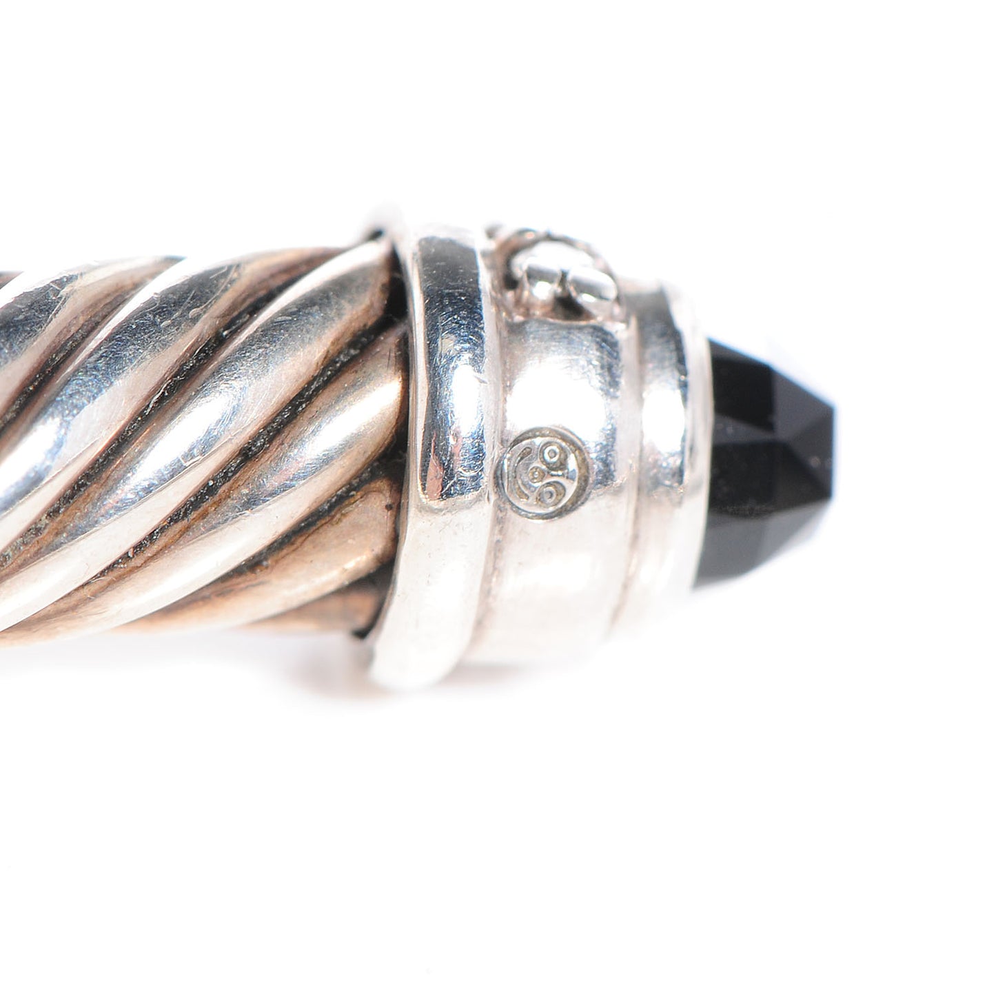 Sterling Silver Diamond Pave Black Onyx 5mm Cable Classics Bracelet