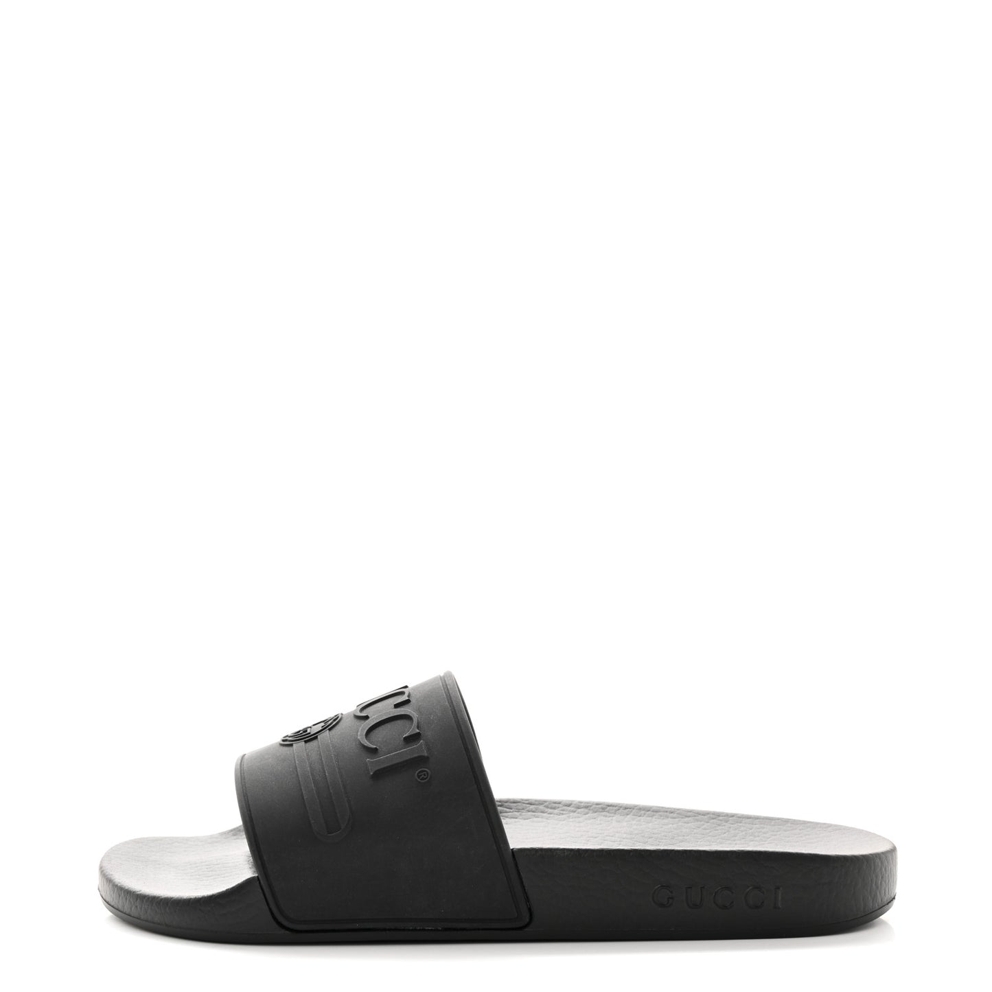 Rubber Logo Stamped Mens Slide Sandals 8 Black