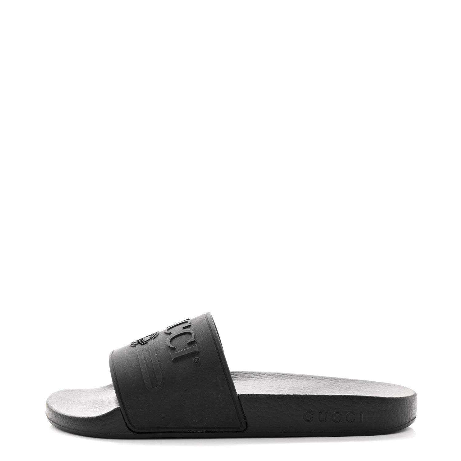 Gucci Rubber Logo Stamped Mens Slide Sandals 8 Black 1 of 13