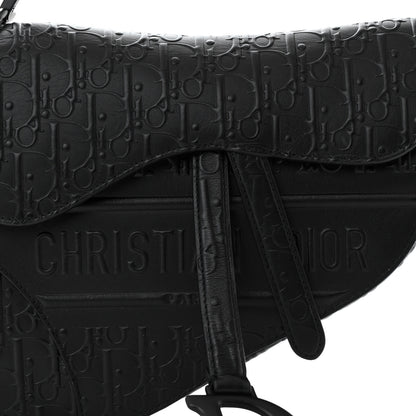 Christian Dior Calfskin Embossed Oblique Saddle Bag Black 8 of 10