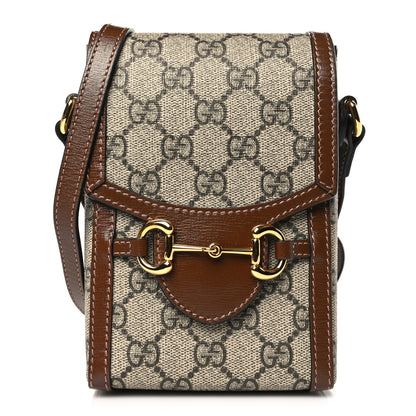 Gucci GG Supreme Monogram Mini Horsebit 1955 Crossbody Bag Beige Brown Sugar 1 of 9