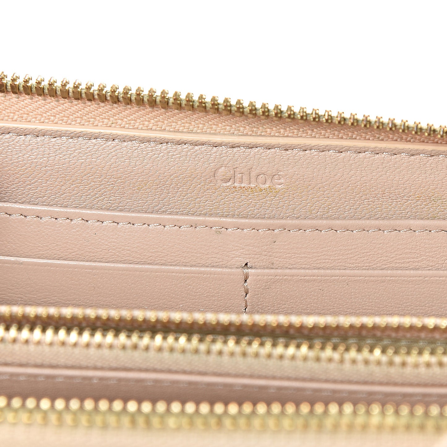 Metallic Calfskin Zip Around Wallet Gold