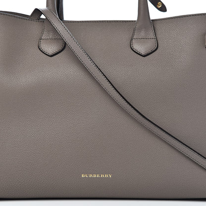 Burberry Grainy Calfskin House Check Large Banner Tote Thistle Grey 15 of 16