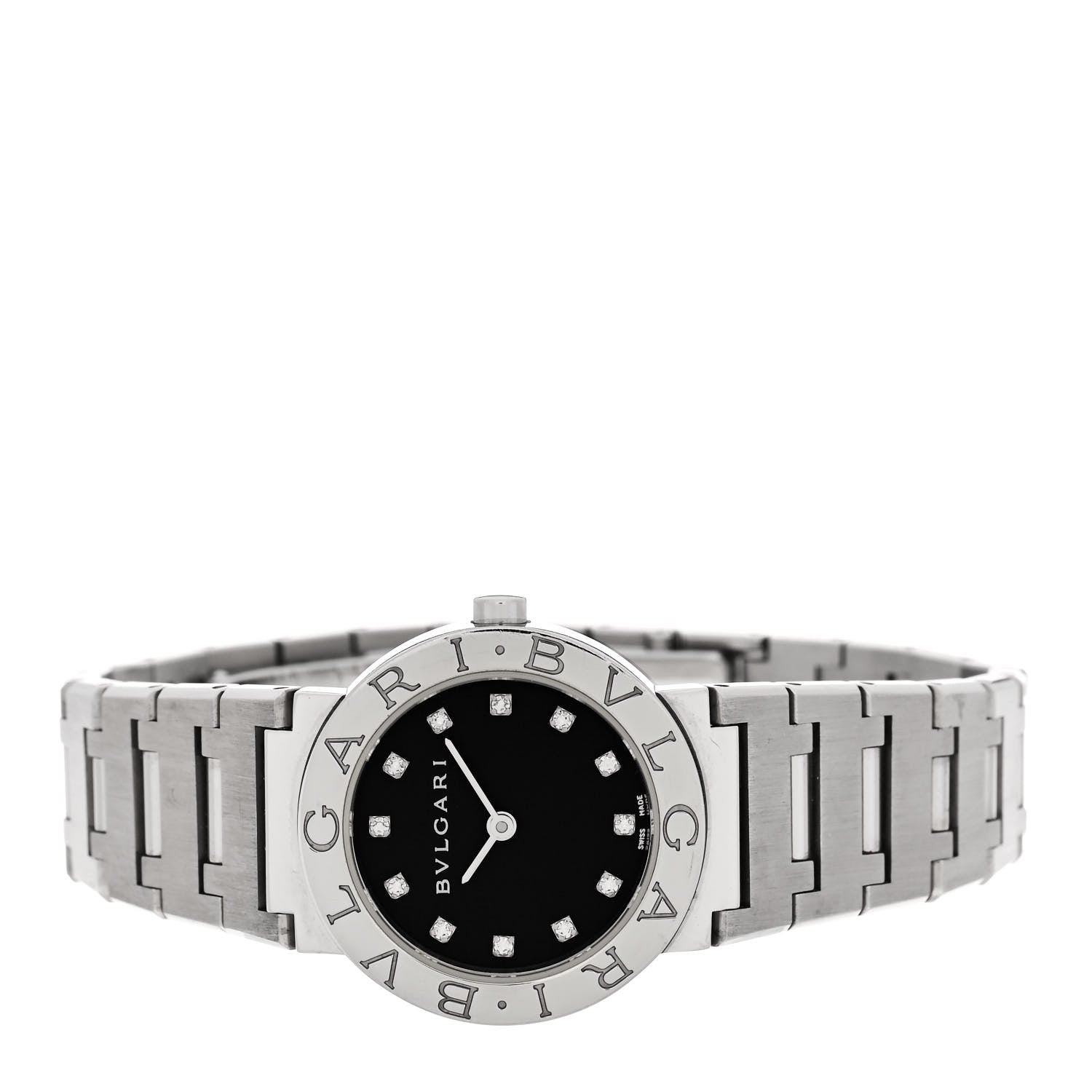 Bulgari Stainless Steel Diamond 26mm Quartz Watch Black 2 of 4