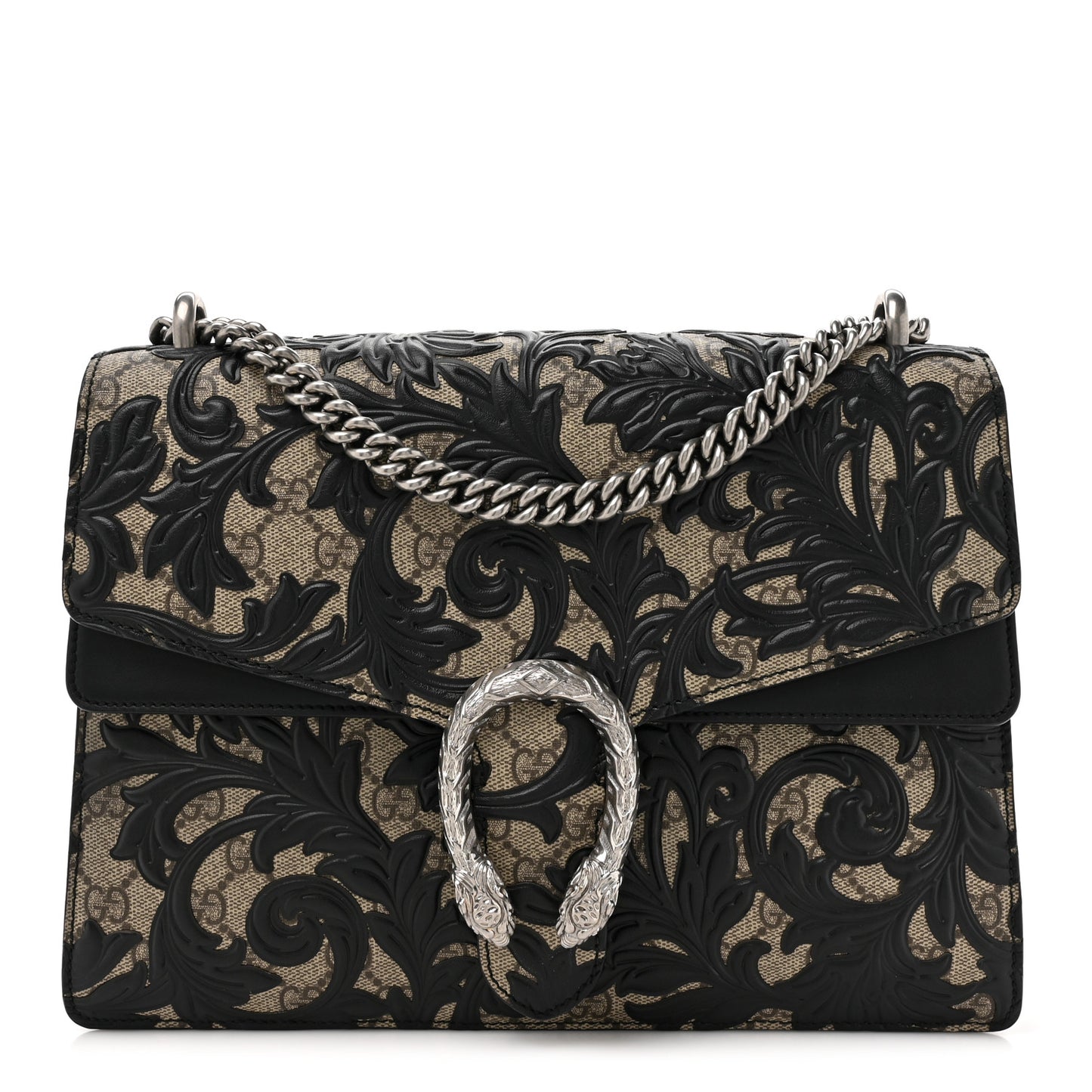 GG Supreme Monogram Arabesque Medium Dionysus Shoulder Bag Black
