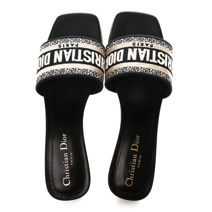 Christian Dior Cotton Embroidered Dway 40mm Slide Sandals 37.5 Deep Blue 2 of 9