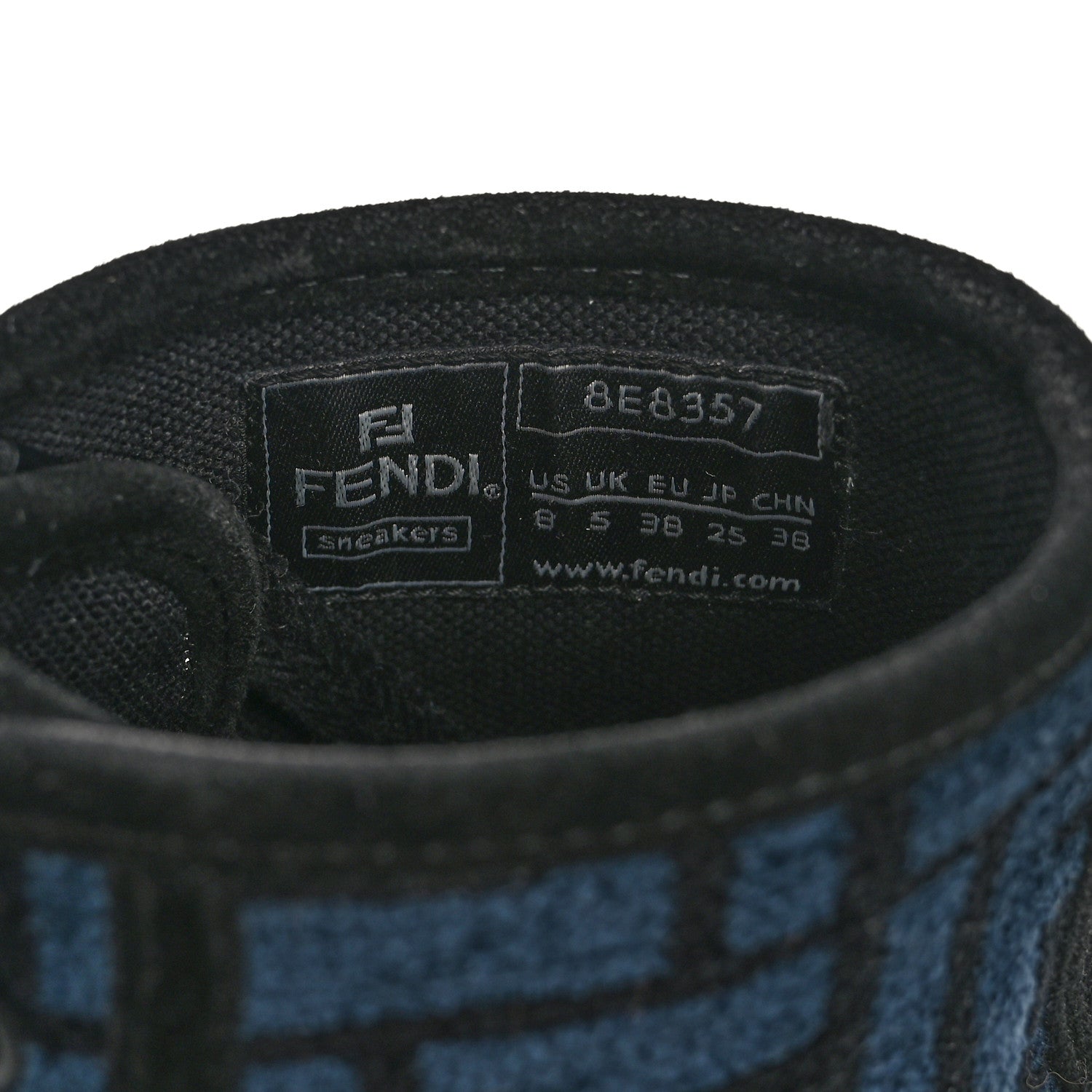 Fendi Fabric Domino Mens High Top Sneakers 8 Black Blue 9 of 9