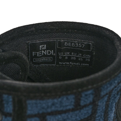 Fendi Fabric Domino Mens High Top Sneakers 8 Black Blue 9 of 9