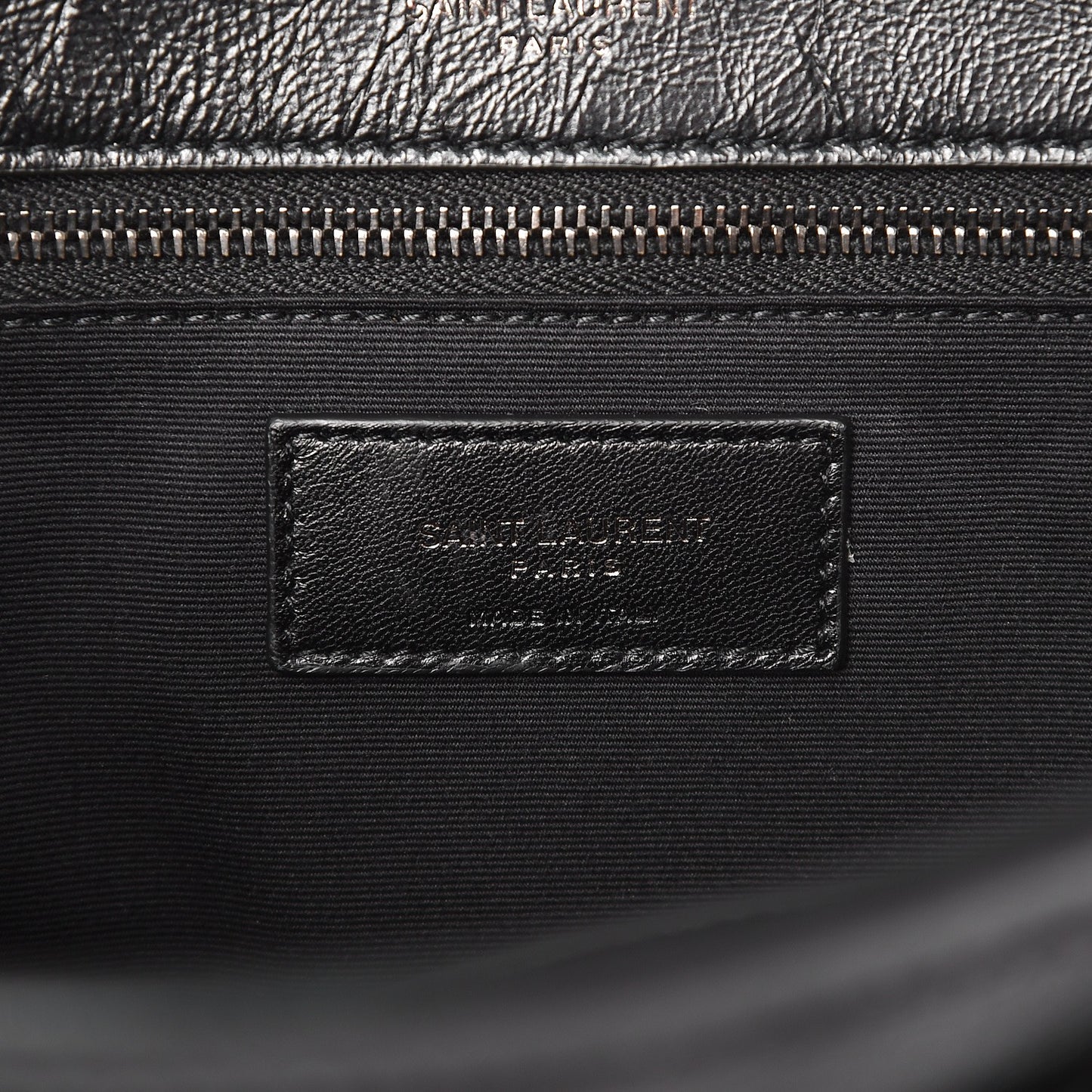 Crinkled Calfskin Matelasse Monogram Medium Niki Chain Satchel Black