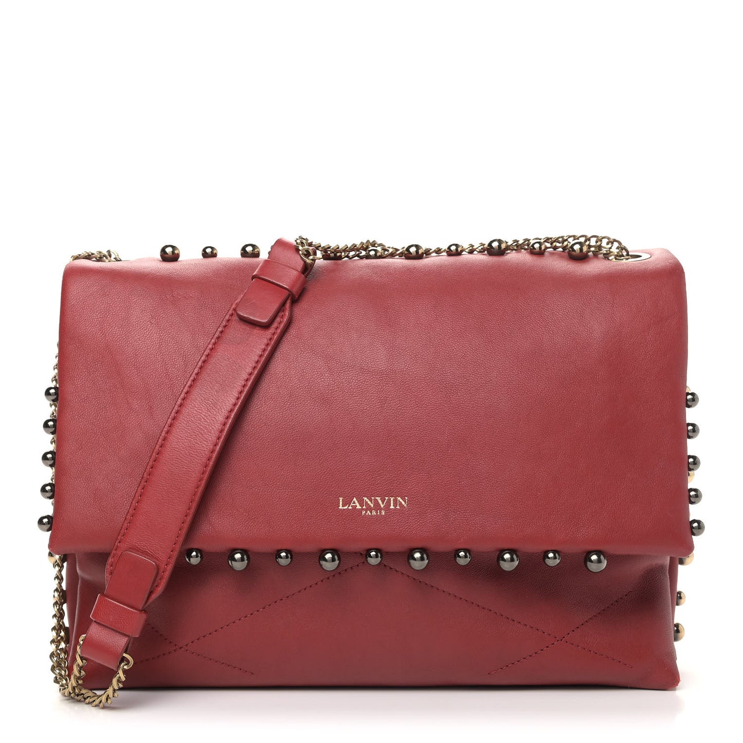 Lambskin Quilted Medium Sugar Flap Shoulder Bag Red