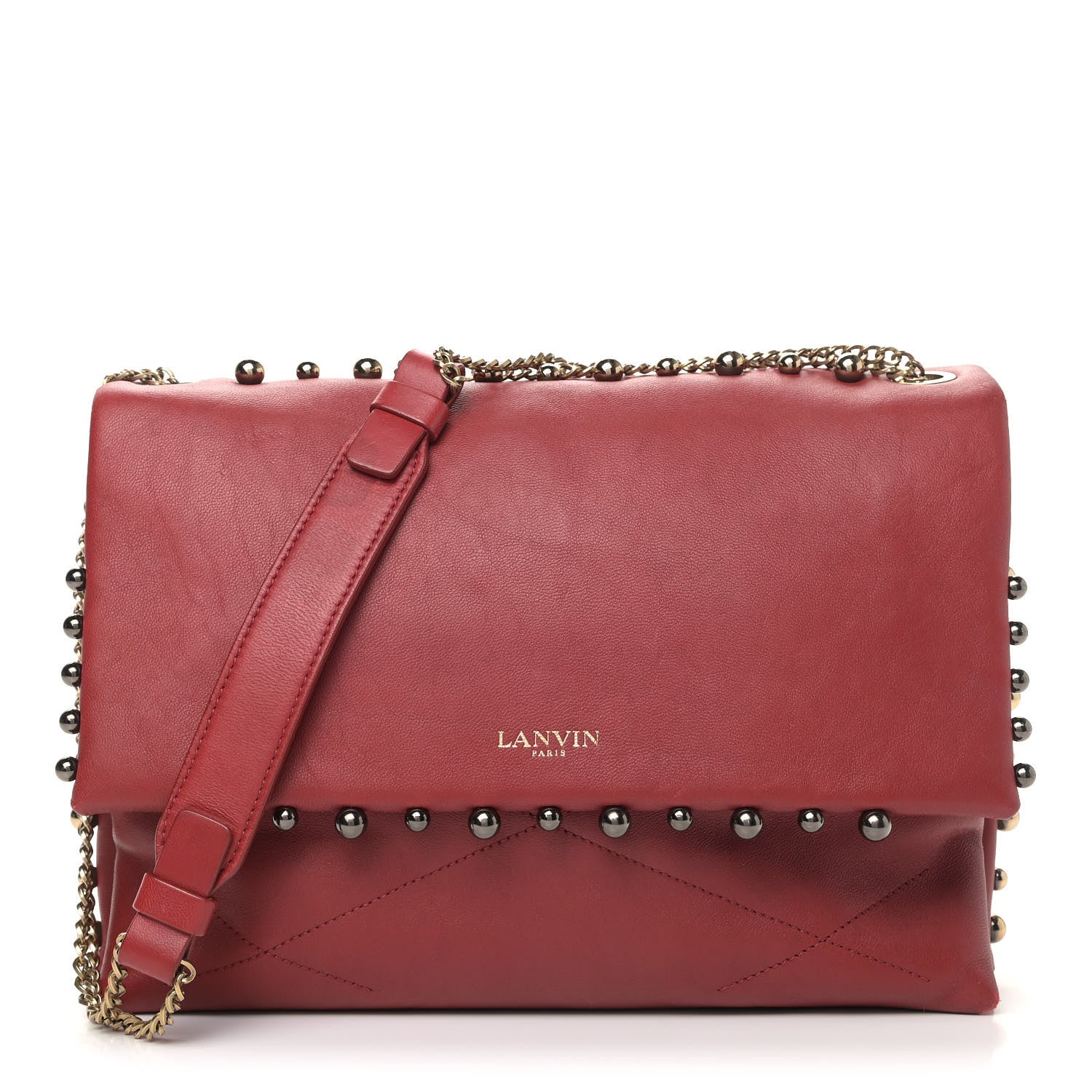 Lanvin Lambskin Quilted Medium Sugar Flap Shoulder Bag Red 1 of 14